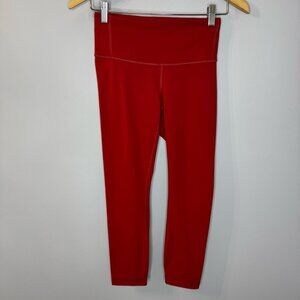 Lululemon Zip Back Crop 23” Leggings Red Sz 4